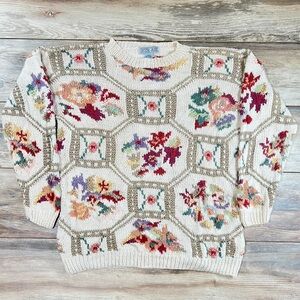 Vintage Floral Knit Sweater